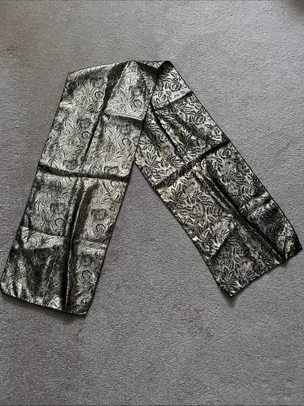 Metallic Black and Gold Floral Jacquard Scarf - Picture 1 of 2